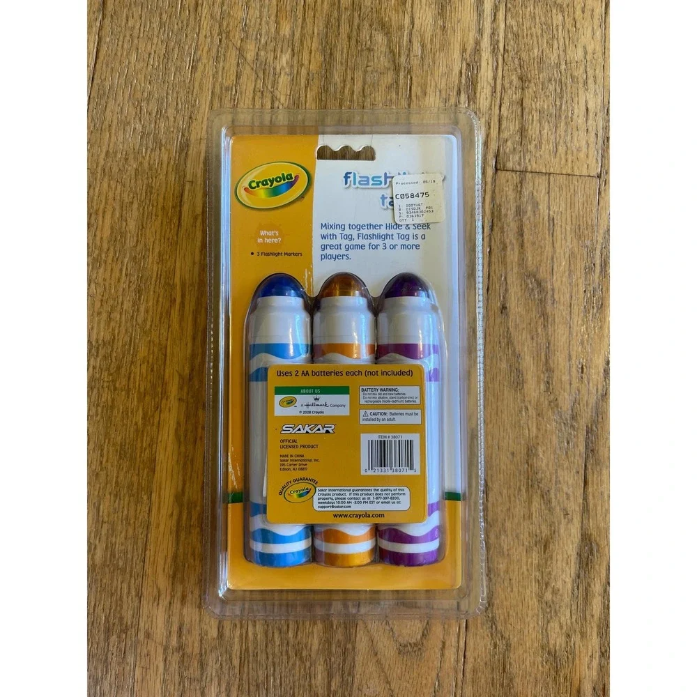 2008‎ Crayola Flashlight Tag Game 3 Flashlight Markers Blue Orange Purple RARE
